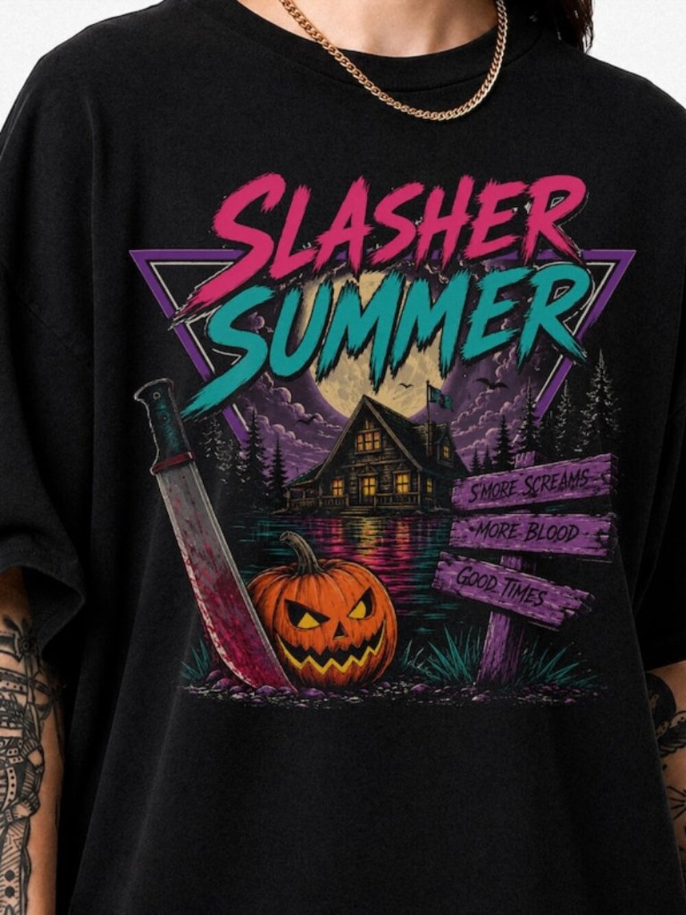 Slasher Summer T-Shirt, 80s Halloween, Summerween Shirt, Spooky Camp Tee